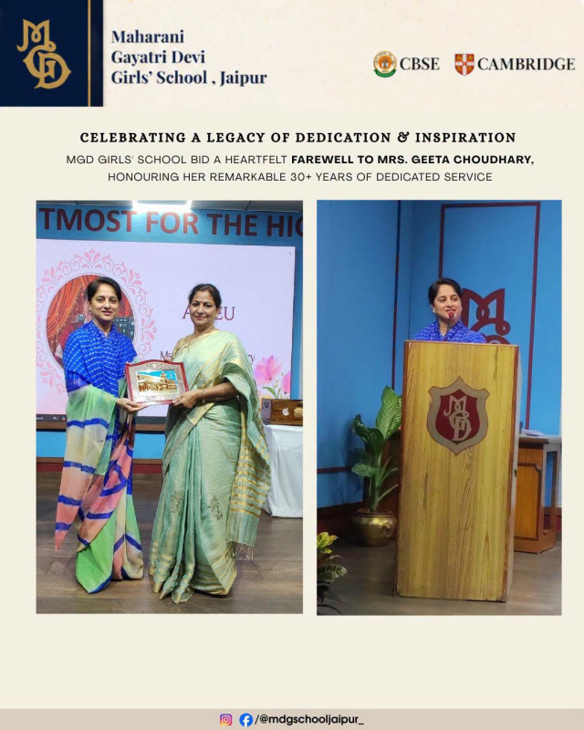 MGD Girls' School bid a heartfelt farewell to Mrs. Geeta Choudhary