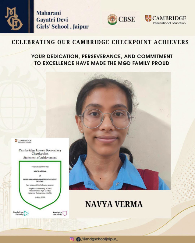 MGD Students Excel in Cambridge Checkpoint Examinations